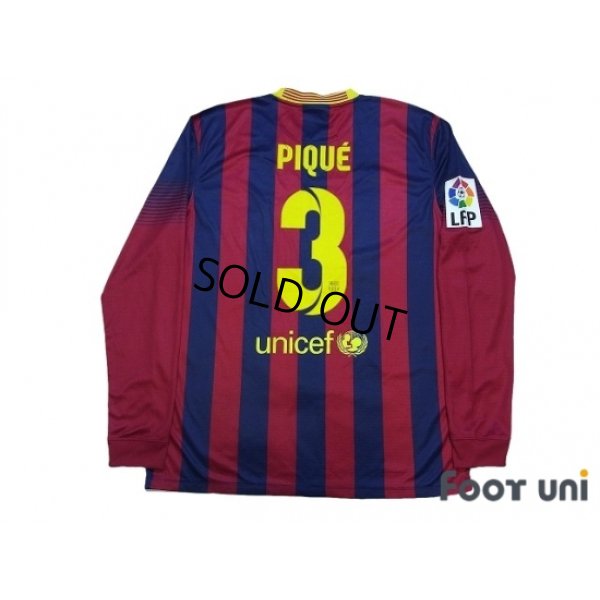 Photo3: FC Barcelona 2013-2014 Home Long Sleeve Shirt and Shorts Set #3 pique LFP Patch/Badge