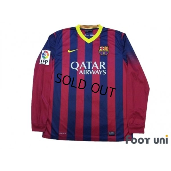 Photo2: FC Barcelona 2013-2014 Home Long Sleeve Shirt and Shorts Set #3 pique LFP Patch/Badge