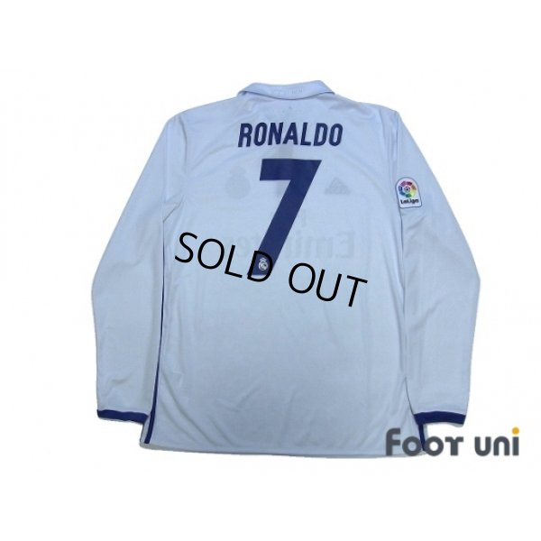 Photo3: Real Madrid 2016-2017 Home Long Sleeve Shirt and Shorts Set #7 Ronaldo LFP Patch/Badge