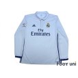 Photo2: Real Madrid 2016-2017 Home Long Sleeve Shirt and Shorts Set #7 Ronaldo LFP Patch/Badge (2)
