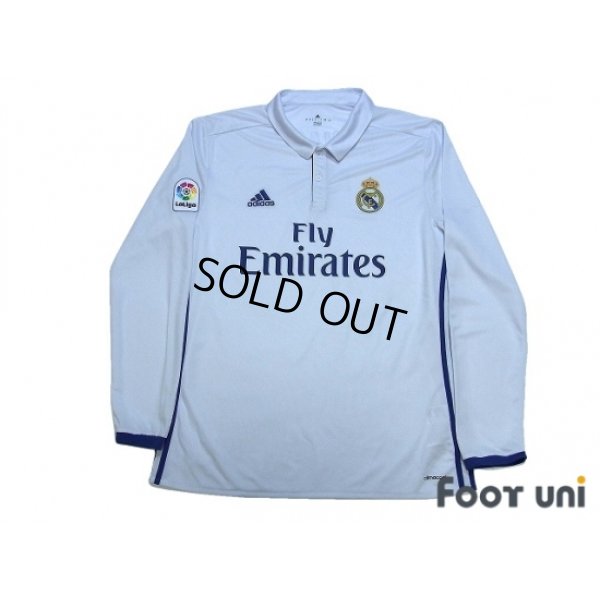 Photo2: Real Madrid 2016-2017 Home Long Sleeve Shirt and Shorts Set #7 Ronaldo LFP Patch/Badge