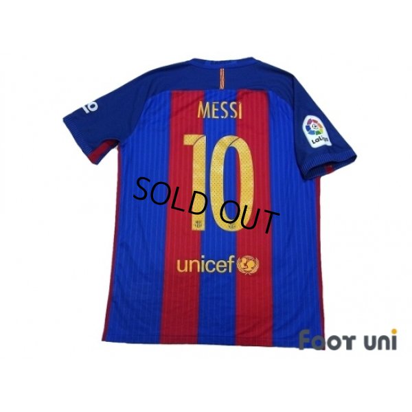 Photo2: FC Barcelona 2016-2017 Home Authentic Shirt and Shorts Set #10 Messi La Liga Patch/Badge