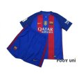 Photo1: FC Barcelona 2016-2017 Home Authentic Shirt and Shorts Set #10 Messi La Liga Patch/Badge (1)