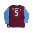Photo2: West Ham Utd 2007-2008 Home Long Sleeve Shirt #5 Ferdinand (2)