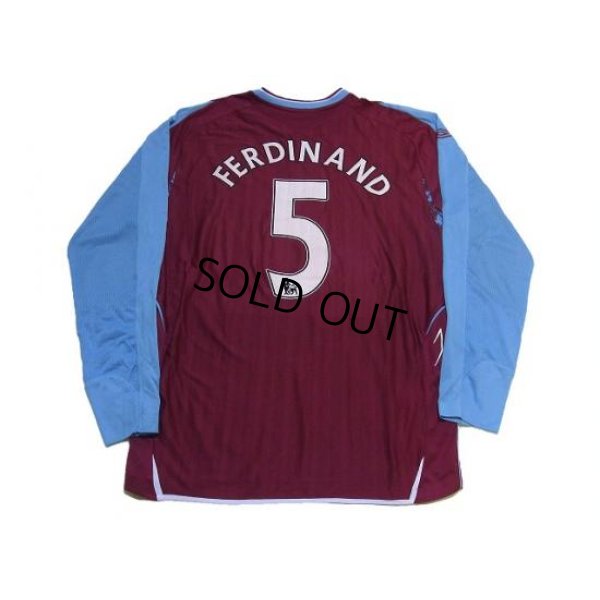 Photo2: West Ham Utd 2007-2008 Home Long Sleeve Shirt #5 Ferdinand