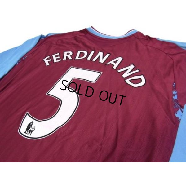 Photo3: West Ham Utd 2007-2008 Home Long Sleeve Shirt #5 Ferdinand