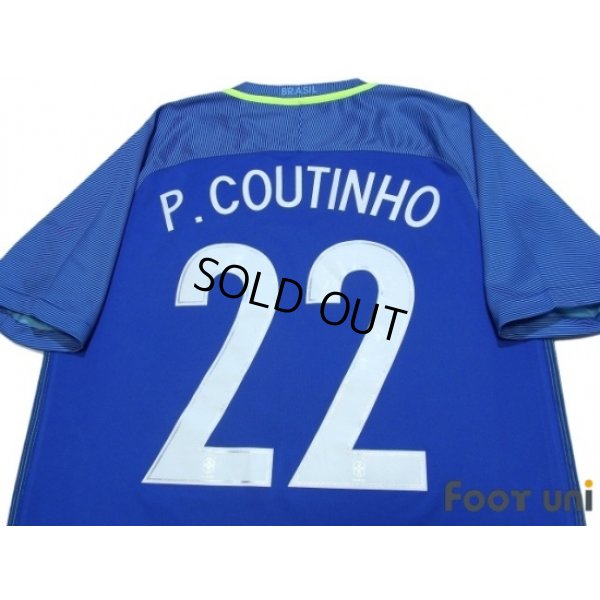 Photo4: Brazil 2016 Away Shirt #22 Philippe Coutinho