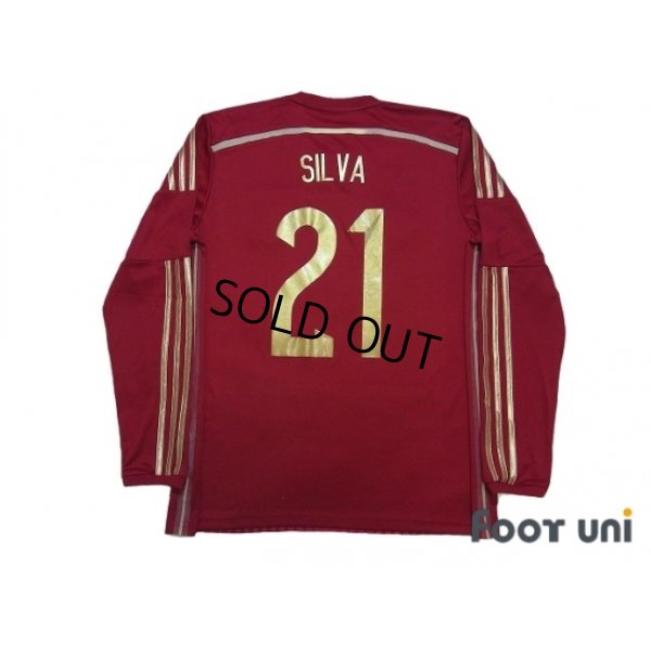 Photo2: Spain 2014 Home Long Sleeve Shirt #21 Silva FIFA World Champions 2010 Patch/Badge
