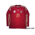 Photo1: Spain 2014 Home Long Sleeve Shirt #21 Silva FIFA World Champions 2010 Patch/Badge (1)