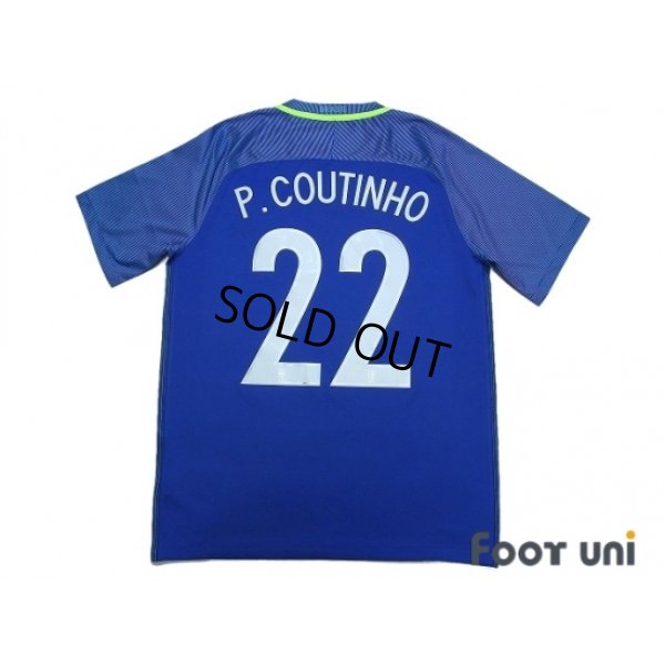 Photo2: Brazil 2016 Away Shirt #22 Philippe Coutinho