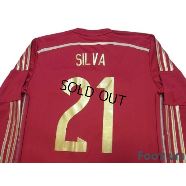 Photo4: Spain 2014 Home Long Sleeve Shirt #21 Silva FIFA World Champions 2010 Patch/Badge