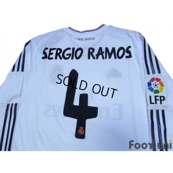 Photo4: Real Madrid 2013-2014 Home Long Sleeve Shirt #4 Sergio Ramos w/tags LFP Patch/Badge