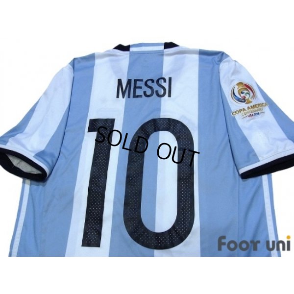 Photo4: Argentina 2016 Home Shirt and Shorts Set #10 Messi Copa America Centenario USA2016 Patch/Badge