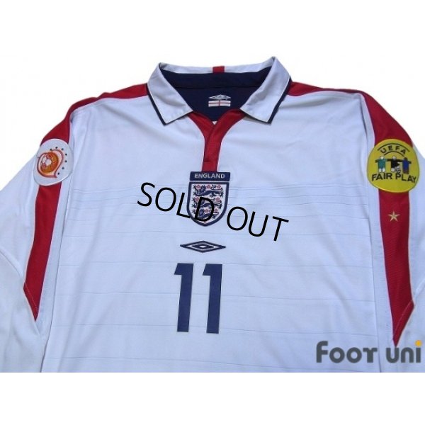 Photo3: England 2004 Home Long Sleeve Shirt #11 Lampard UEFA Euro 2004 Patch/Badge UEFA Fair Play Patch/Badge