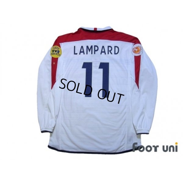 Photo2: England 2004 Home Long Sleeve Shirt #11 Lampard UEFA Euro 2004 Patch/Badge UEFA Fair Play Patch/Badge