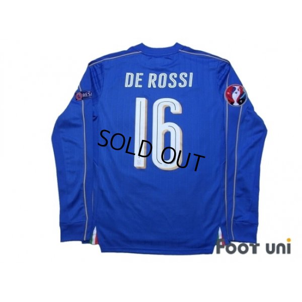 Photo2: Italy 2016 Home Long Sleeve Shirt #16 De Rossi UEFA Euro 2016 Patch/Badge Respect Patch/Badge w/tags