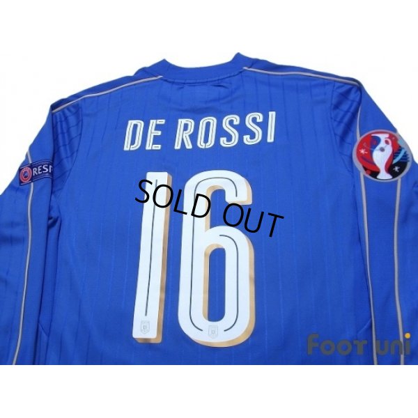 Photo4: Italy 2016 Home Long Sleeve Shirt #16 De Rossi UEFA Euro 2016 Patch/Badge Respect Patch/Badge w/tags
