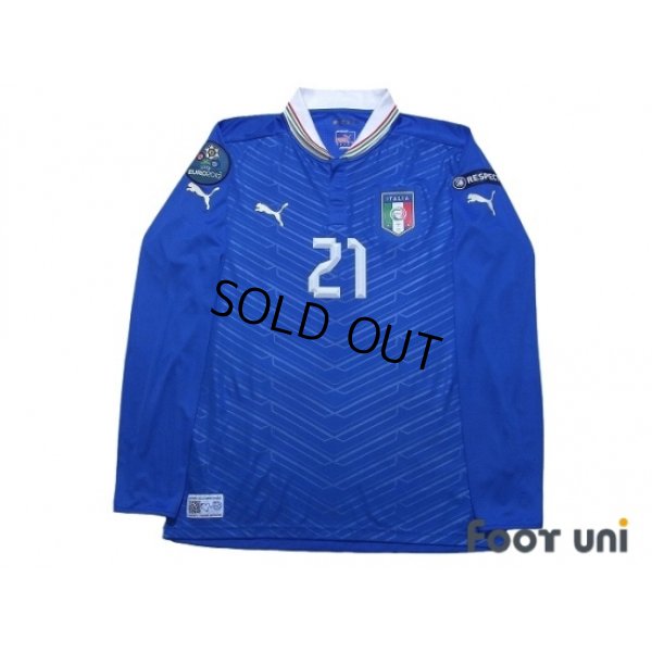 Photo1: Italy 2012 Home Long Sleeve Shirt #21 Pirlo UEFA Euro 2012 Patch/Badge Respect Patch/Badge w/tags