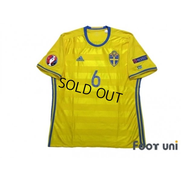 Photo1: Sweden Euro 2016 Home Shirt #6 Forsberg UEFA Euro 2016 Patch/Badge Respect Patch/Badge