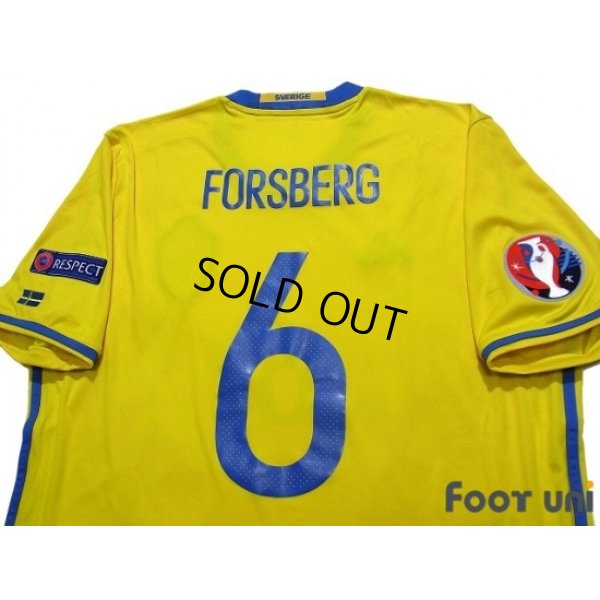 Photo4: Sweden Euro 2016 Home Shirt #6 Forsberg UEFA Euro 2016 Patch/Badge Respect Patch/Badge