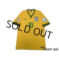 Brazil 2015 Home Authentic Shirt #10 Neymar Jr Copa America Chile 2015 Patch/Badge