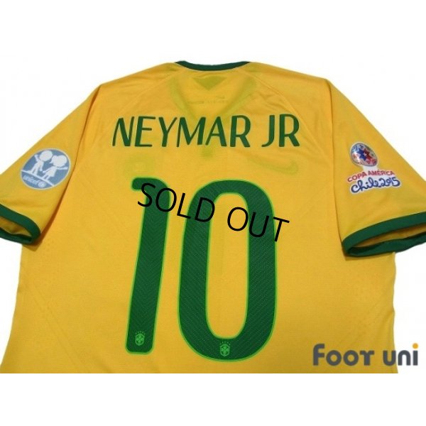 Photo4: Brazil 2015 Home Authentic Shirt #10 Neymar Jr Copa America Chile 2015 Patch/Badge