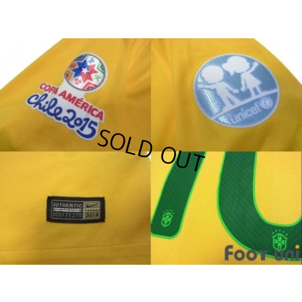 Photo8: Brazil 2015 Home Authentic Shirt #10 Neymar Jr Copa America Chile 2015 Patch/Badge