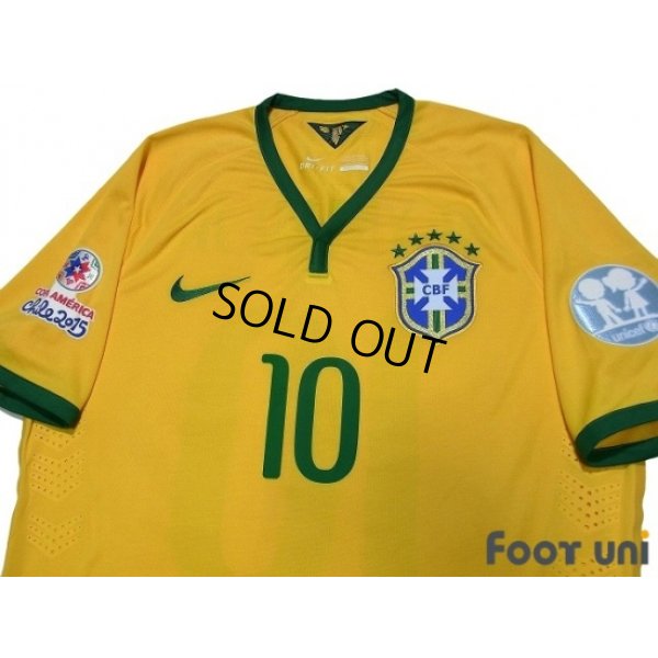 Photo3: Brazil 2015 Home Authentic Shirt #10 Neymar Jr Copa America Chile 2015 Patch/Badge