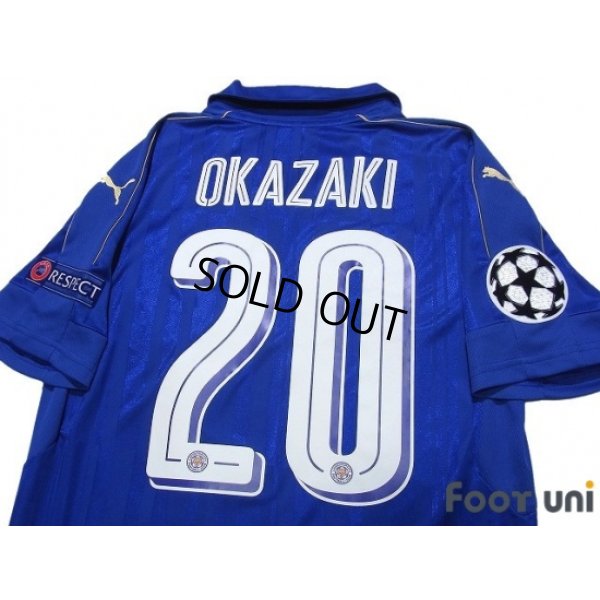 Photo4: Leicester City 2016-2017 Home Shirt #20 Okazaki Champions League Patch/Badge Respect Patch/Badge