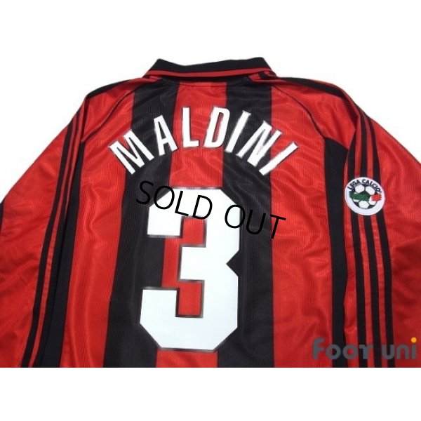 Photo4: AC Milan 1998-1999 Home Long Sleeve Shirt #3 Maldini Lega Calcio Patch/Badge