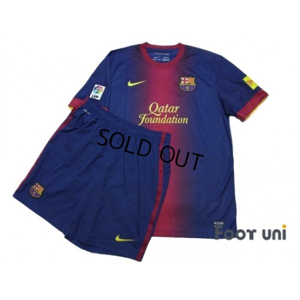Photo1: FC Barcelona 2012-2013 Home Shirt and Shorts Set #10 Messi LFP Patch/Badge TV3 Patch/Badge