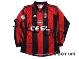 AC Milan 1998-1999 Home Long Sleeve Shirt #3 Maldini Lega Calcio Patch/Badge