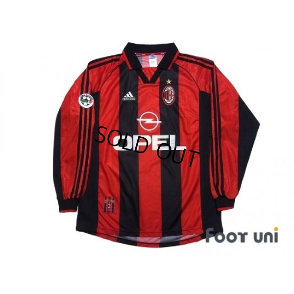Photo1: AC Milan 1998-1999 Home Long Sleeve Shirt #3 Maldini Lega Calcio Patch/Badge