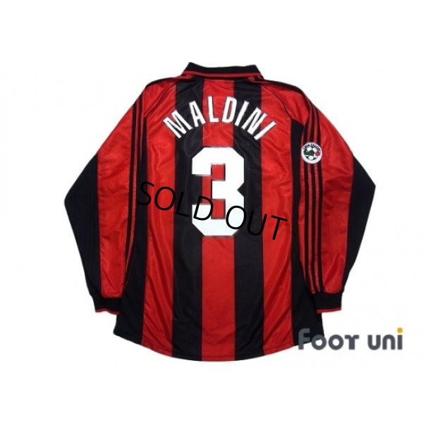 Photo2: AC Milan 1998-1999 Home Long Sleeve Shirt #3 Maldini Lega Calcio Patch/Badge