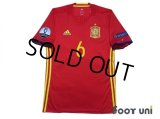 Spain 2016 Home Authentic Shirt #6 A.Iniesta UEFA Euro 2012 Champions Patch/Badge Respect Patch/Badge w/tags