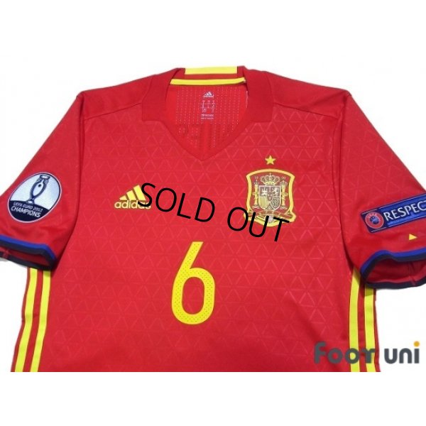 Photo3: Spain 2016 Home Authentic Shirt #6 A.Iniesta UEFA Euro 2012 Champions Patch/Badge Respect Patch/Badge w/tags