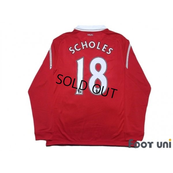 Photo2: Manchester United 2010-2011 Home Long Sleeve Shirt #18 Scholes