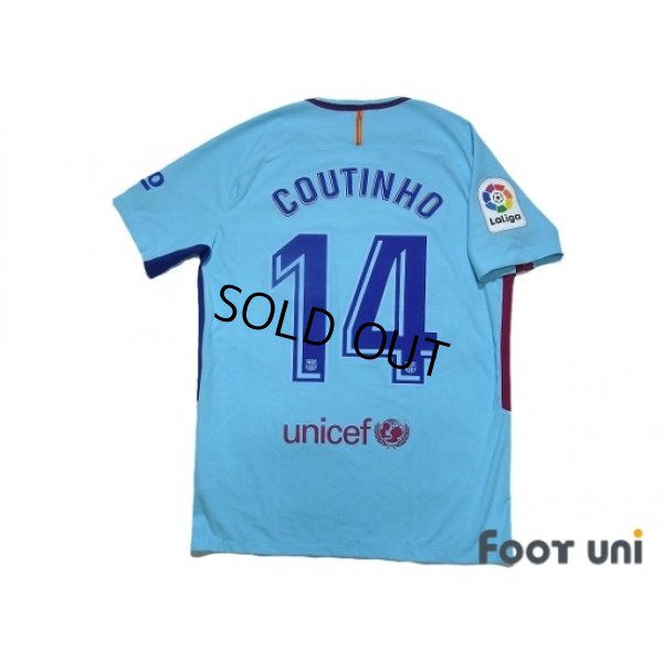 Photo3: FC Barcelona 2017-2018 Away Authentic Shirts and shorts Set #14 Coutinho La Liga Patch/Badge