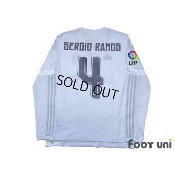 Photo2: Real Madrid 2015-2016 Home Long Sleeve Shirt #4 Sergio Ramos LFP Patch/Badge