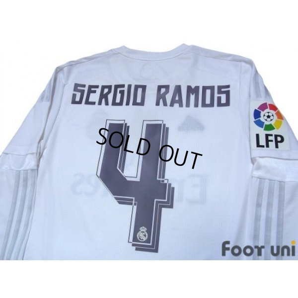 Photo4: Real Madrid 2015-2016 Home Long Sleeve Shirt #4 Sergio Ramos LFP Patch/Badge