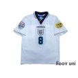 Photo1: England 1996 Home Shirt #8 Gascoigne UEFA Euro 1996 Patch/Badge UEFA Fair Play Patch/Badge (1)