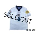 England 1996 Home Shirt #8 Gascoigne UEFA Euro 1996 Patch/Badge UEFA Fair Play Patch/Badge