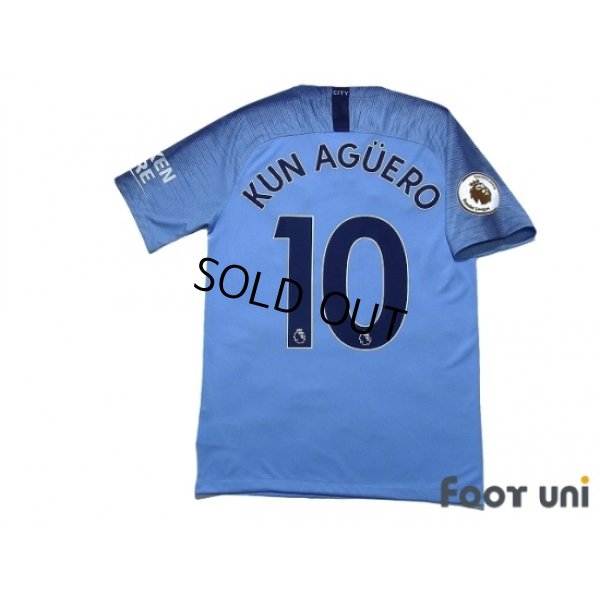 Photo2: Manchester City 2018-2019 Home Shirt #10 Kun Aguero Premier League Patch/Badge