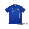 Photo1: Italy 2014 Home Shirt #3 Chiellini (1)