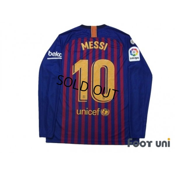 Photo2: FC Barcelona 2018-2019 Home Long Sleeve Shirt #10 Messi