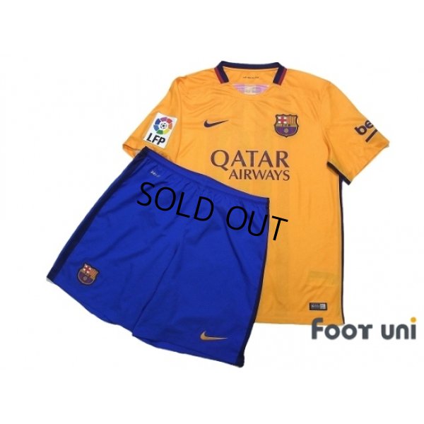 Photo1: FC Barcelona 2015-2016 Away Shirts and shorts Set #10 Messi LFP Patch/Badge