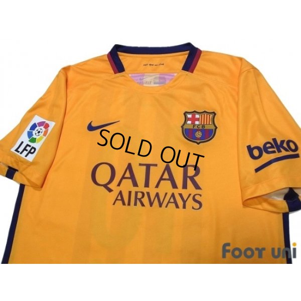 Photo3: FC Barcelona 2015-2016 Away Shirts and shorts Set #10 Messi LFP Patch/Badge