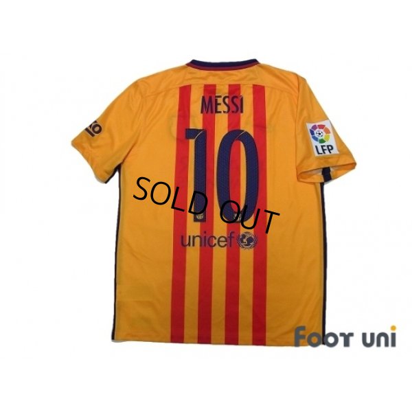 Photo2: FC Barcelona 2015-2016 Away Shirts and shorts Set #10 Messi LFP Patch/Badge