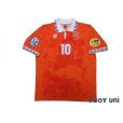 Photo1: Netherlands 1996 Home Shirt #10 Bergkamp UEFA Euro 1996 Patch/Badge UEFA Fair Play Patch/Badge (1)