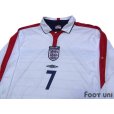 Photo3: England Euro 2004 Home Long Sleeve Shirt #7 Beckham